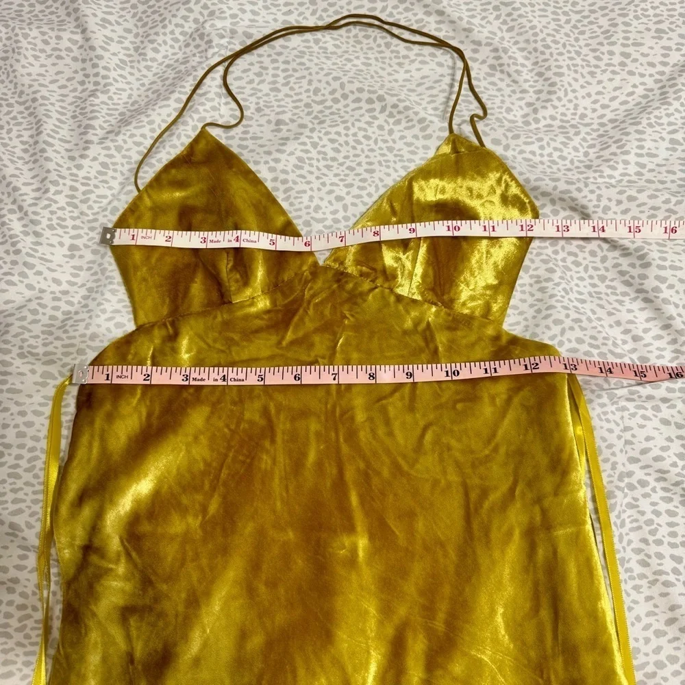 Milly Gold Velour Velvet Bias Slip Dress Size 0